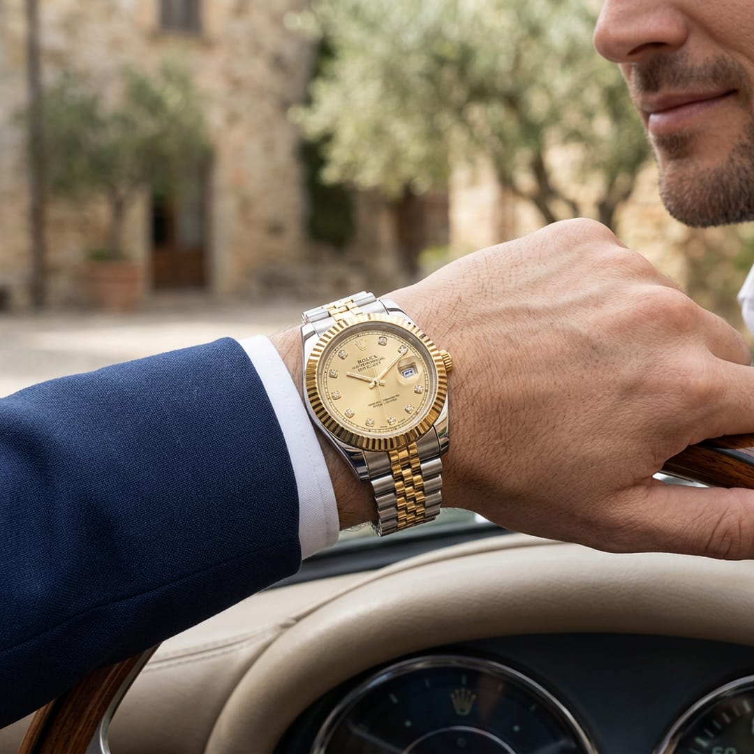Golden stainless steel watch